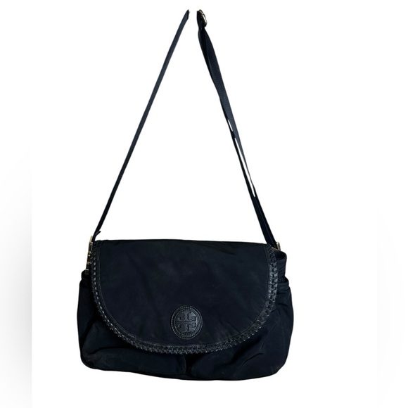 Tory Burch Handbags - Tory Burch Black Marion Nylon Messenger Baby Bag